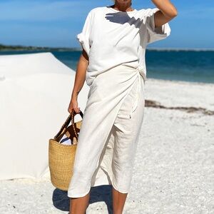 Emerson Fry Tie Skirt organic linen - salt size M/L